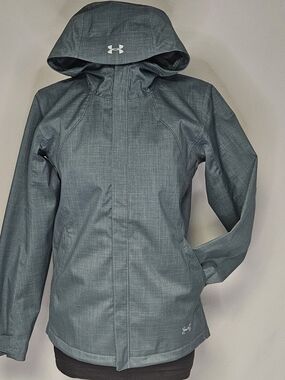 Under Armour Women's Hooded Waterproof Teal Jacket. Note- No Inner Liner. Sz S
